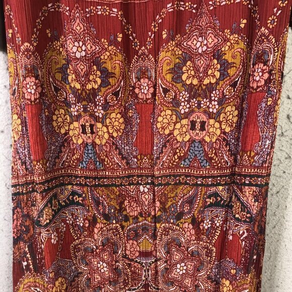Soft Surroundings Dress Womens Medium Red Boho Paisley Floral Maxi 3/4 Sleeve - Picture 12 of 16